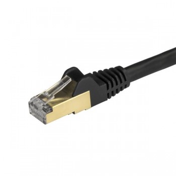 StarTech.com Cable de 1m de Red Ethernet RJ45 Cat6a Blindado STP - Cable sin Enganche Snagless - Neg 6ASPAT1MBK