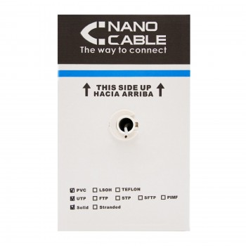 Nanocable Cable Red RJ45 Cat.5e UTP Rigido AWG24 Exterior, 305 M, 305 m, Cat5e, U UTP (UTP), Negro 10.20.0304-EXT-BK