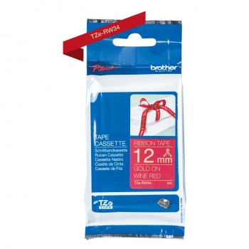 Brother TZE-RW34, Oro sobre rojo, TZe, Negro, Transferencia térmica, Brother, PT-1000 GL-100 GL-200  TZERW34