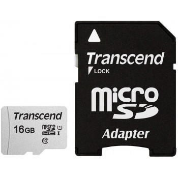 Transcend microSDHC 300S 16GB, 16 GB, MicroSDHC, Class 10, NAND, 95 MB s, Grey TS16GUSD300S-A