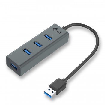 i-tec Metal USB 3.0 HUB Metal con 4 puertos sin adaptador de corriente, USB 3.0 (3.1 Gen 1) Type-A,  U3HUBMETAL403