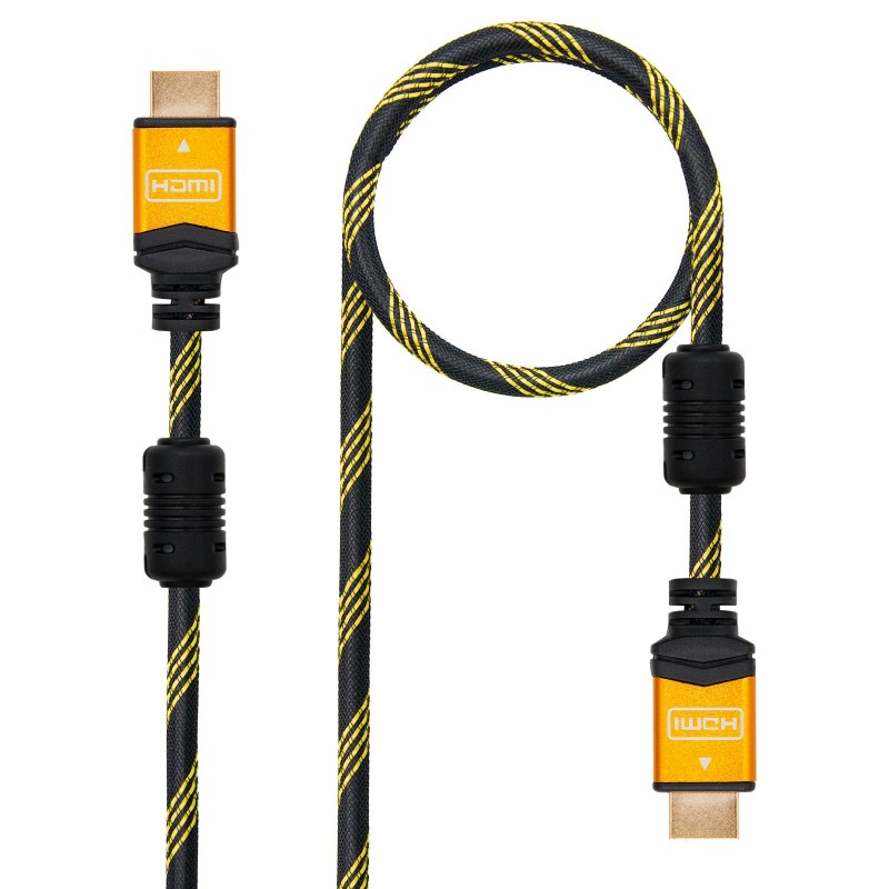 Nanocable CABLE HDMI V1.4 (ALTA VELOCIDAD   HEC) CON FERRITA A M-A M ORO 1.0 M, HDMI, HDMI, Masculin 10.15.1601