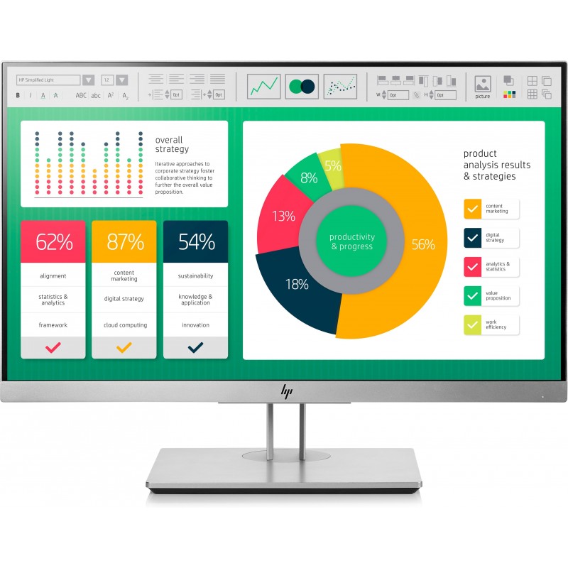 HP EliteDisplay E223 54.6 cm (21.5") Monitor, 54,6 cm (21.5"), 1920 x 1080 Pixeles, LED, 5 ms, 250 c 1FH45AA