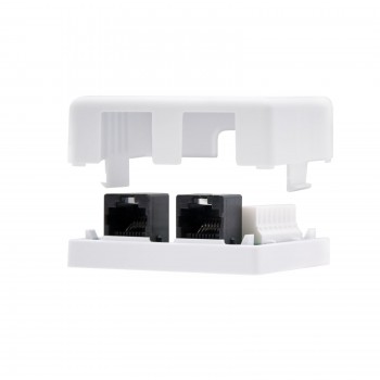 ROSETA DE SUPERFICIE NANOCABLE PARA RJ45 CAT.5 UTP 2 TOMAS BLANCO 10.21.1002