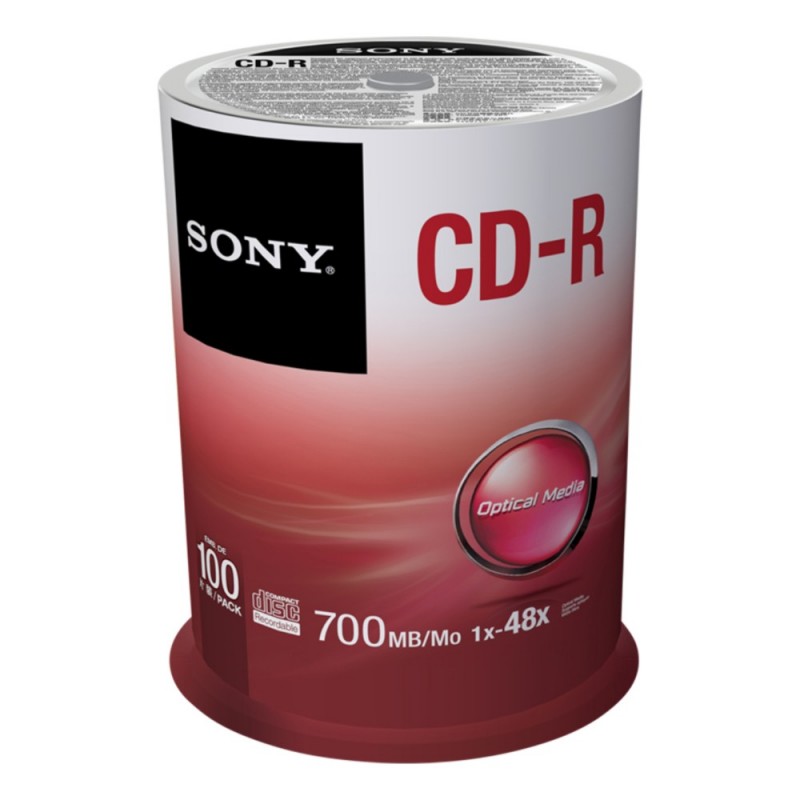 Sony 100CDQ80SP, 700 MB, 120 mm, 80 min, Policarbonato, 1,2 mm, 1,2 m s