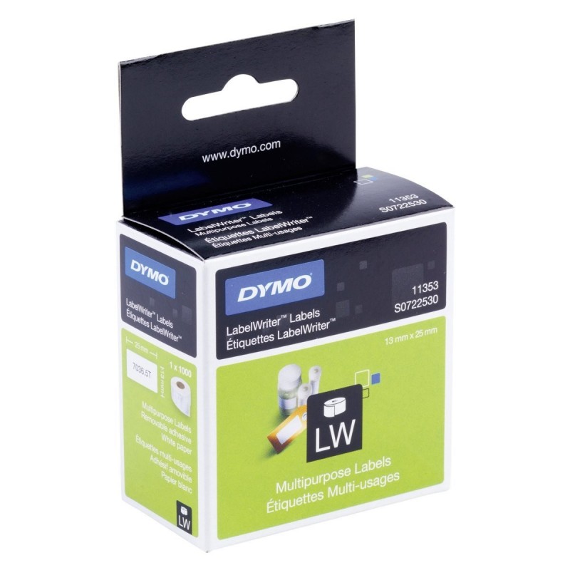 DYMO LabelWriter MultiPurpose - Etiquetas adhesivas permanentes - blanco - 12 x 24 mm - 1000 etiquet S0722530