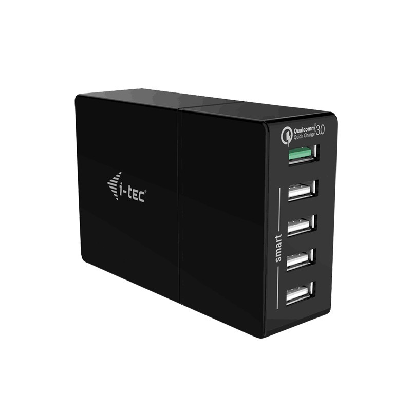 i-tec CHARGER5P52WQC, Interior, Corriente alterna, 12 V, 1,2 m, Negro
