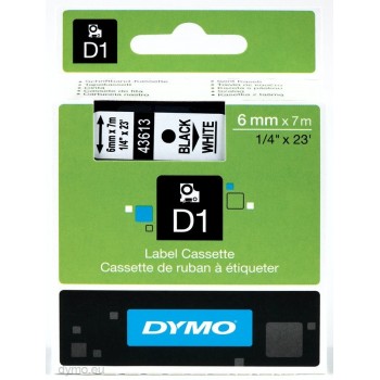 CINTA DYMO D1 6MM NEGRO BLANCO S0720780