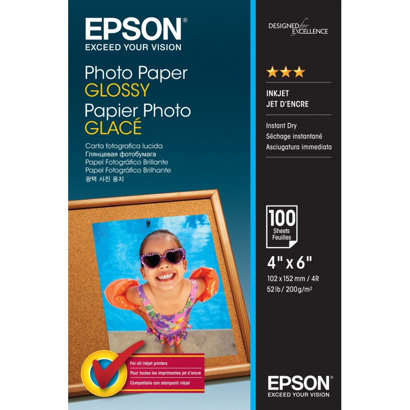 Epson - papel de fotografía satinado - 100 hoja(s) - Papel de fotografía satinado - 102 x 152 mm - 2 C13S042548