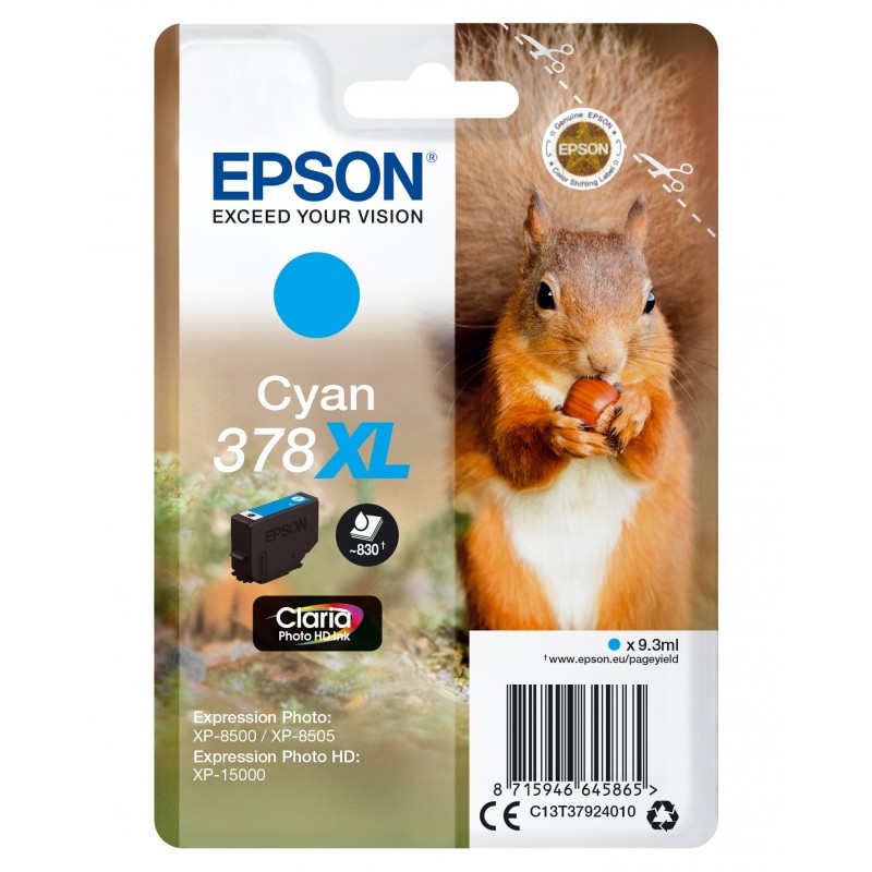 Singlepack Cyan 378XL Claria Photo HD Ink C13T37924020