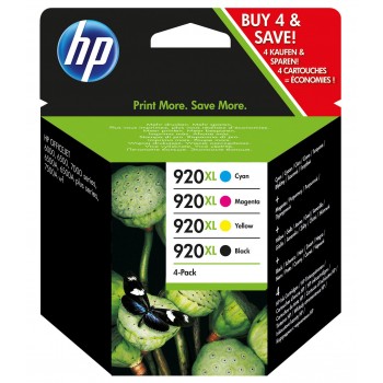 Pack de ahorro de 4 cartuchos de tinta original HP 920XL de alta capacidad negro cian magenta amari C2N92AE