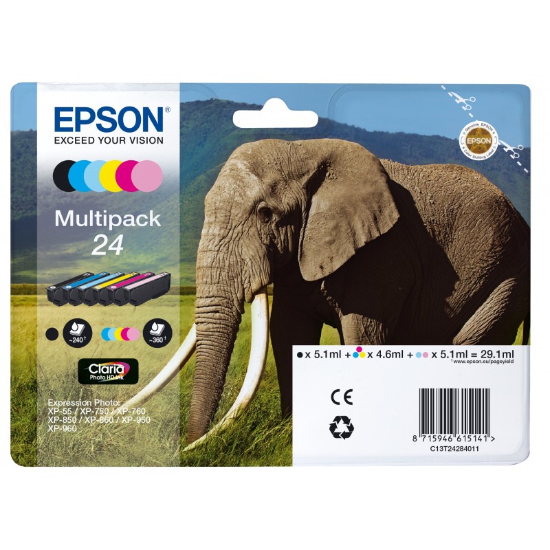 Epson C13T24284011 Negro, Cian, Cian claro, Magenta claro, Magenta, Amarillo C13T24284011