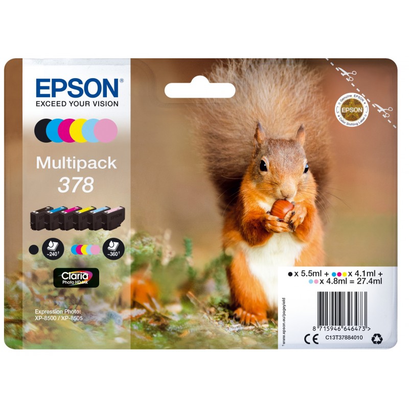 Epson 378 378 Negro, Cian, Cian claro, Magenta claro, Magenta, Amarillo C13T37884010