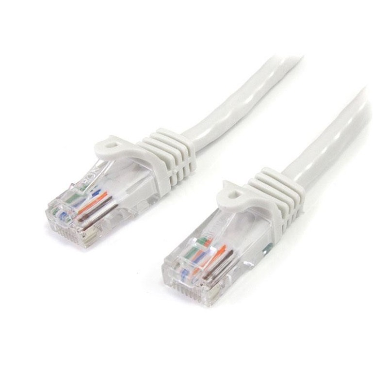 StarTech.com Cable de 2m Blanco de Red Fast Ethernet Cat5e RJ45 sin Enganche - Cable Patch Snagless, 45PAT2MWH