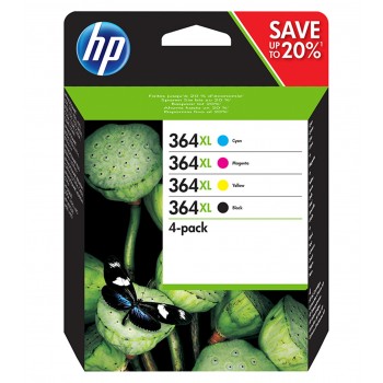 Pack de ahorro de 4 cartuchos de tinta original HP 364XL de alta capacidad negro cian magenta amari N9J74AE
