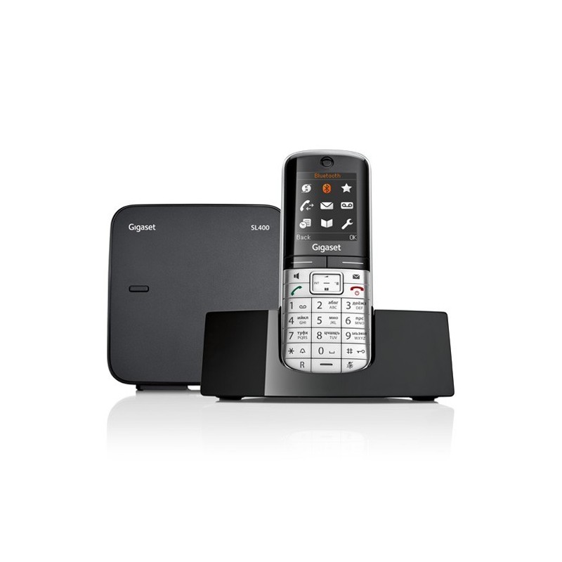 (Reacondicionado) Gigaset SL450, Teléfono DECT, Escritorio pared, Negro, Gris, Auricular, 500 entradas, 38 x 32 mm (re SI-SL450