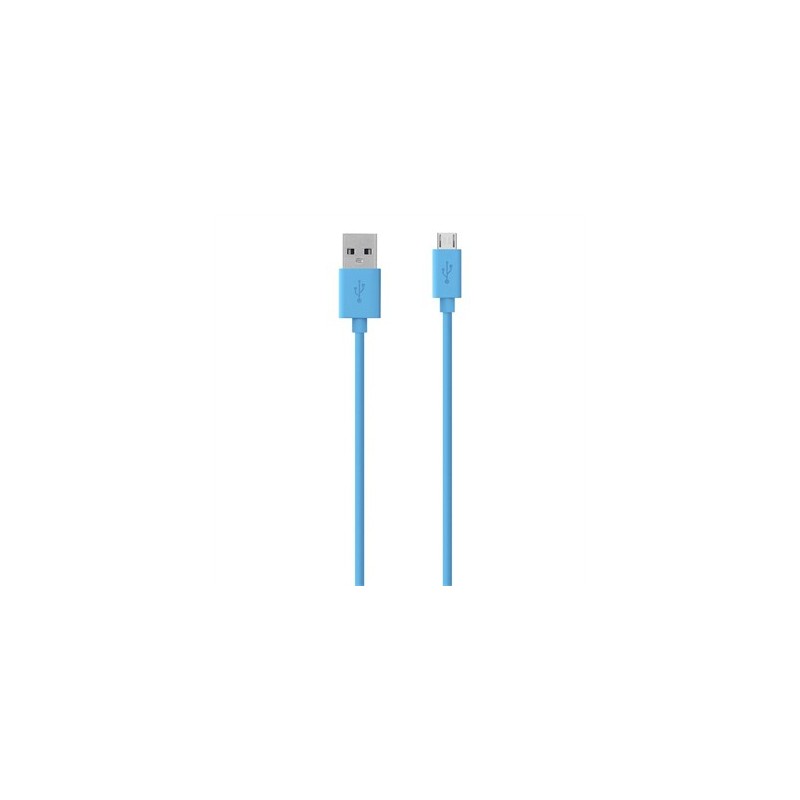 Belkin F2CU012BT2M-BLU, 2 m, USB A, Micro-USB B, 2.0, Macho Macho, Azul