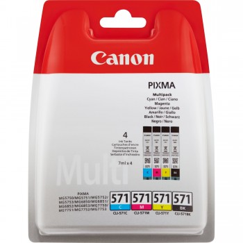 Canon CLI-571 Multipack Negro, Cian, Magenta, Amarillo 0386C005