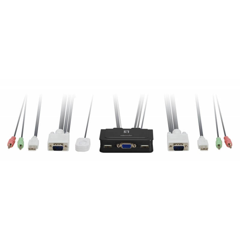 CONMUTADOR AUTOMATICO LEVEL ONE V T M 1a2 CPUs USB CON AUDIO CABLES INCLUIDOS KVM-0223