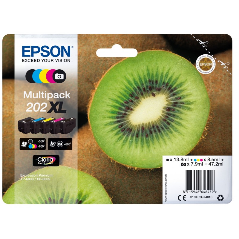 Epson Multipack 202XL Negro, Cian, Magenta, Foto negro, Amarillo C13T02G74020
