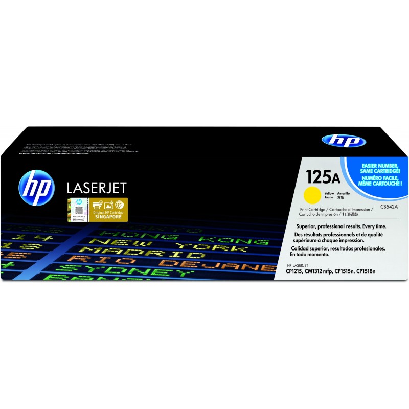 Cartucho de toner original LaserJet HP 125A amarilo CB542A