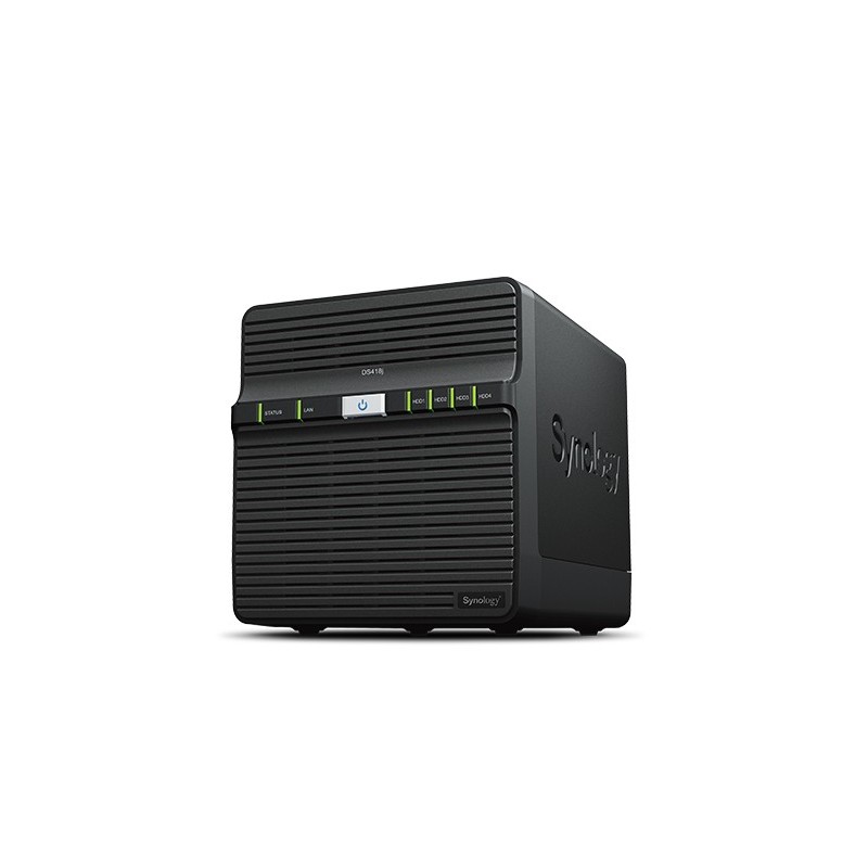 Synology DS418J, Unidad de disco duro, SSD, Serial ATA III, 2.5 3.5", 40 TB, 0, 1, 5, 6, 10, JBOD, F