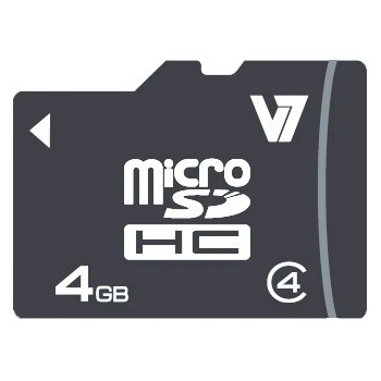 V7 Micro tarjeta de 4 GB SDHC Clase 4 + adaptador VAMSDH4GCL4R-2E