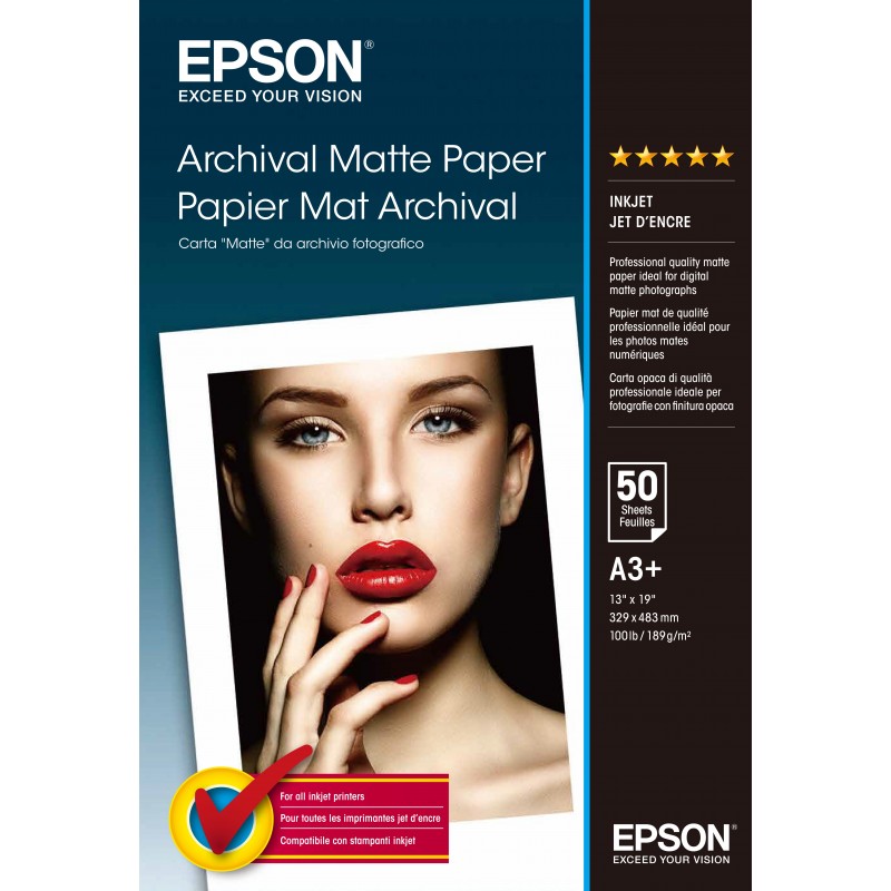 Epson Archival - Papel - papel mate - Super B (330 x 483 mm) - 192 g m2 - 50 piezas C13S041340