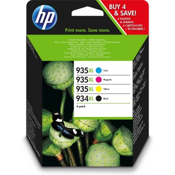 HP 934XL Original Negro, Cian, Magenta, Amarillo Multipack X4E14AE301