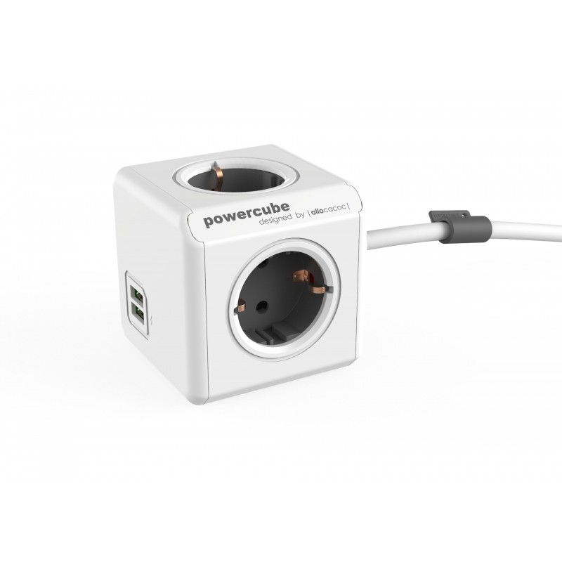 Allocacoc PowerCube extended usb - Unidad de distribución de potencia - CA 230 V - conectores de sa 1402GY DEEUPC