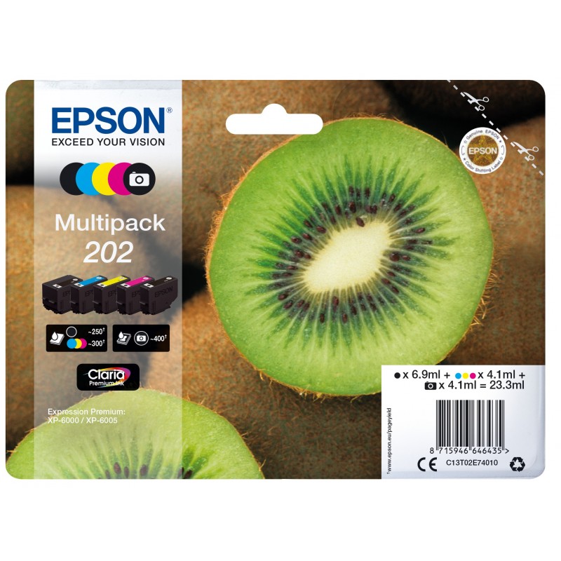 Epson 202 202 Negro, Cian, Magenta, Foto negro, Amarillo C13T02E74010