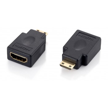 Equip Mini HDMI C- HDMI A, HDMI A, HDMI C, Macho hembra, Negro, Oro, PVC 118914