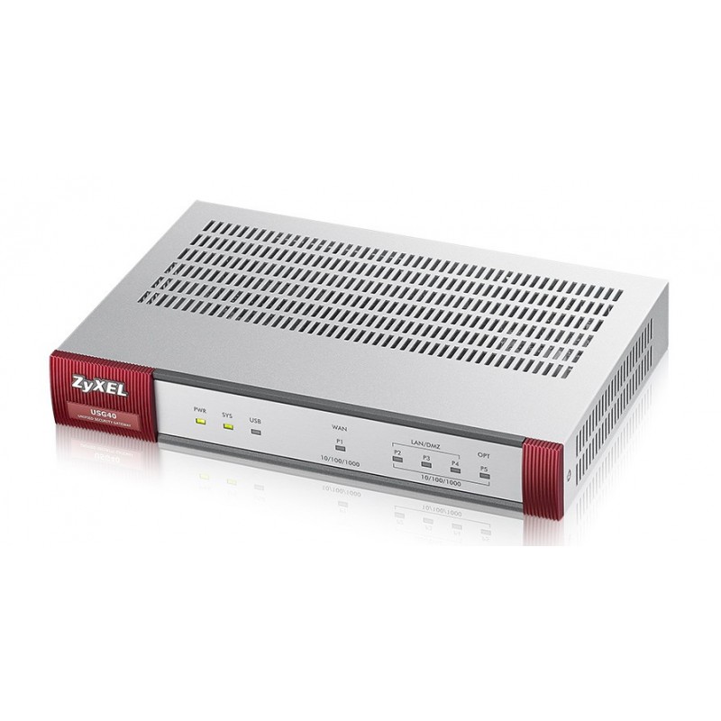 ZyXEL USG40 - Aparato de seguridad - 2 usuarios VPN SSL - 10Mb LAN, 100Mb LAN, GigE USG40-EU0101F