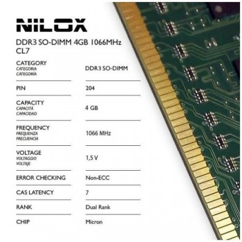 NILOX 4GB PC3-8500 - 4 GB - DDR3 - 1066 MHz - 7 CL NXS41066M1C7