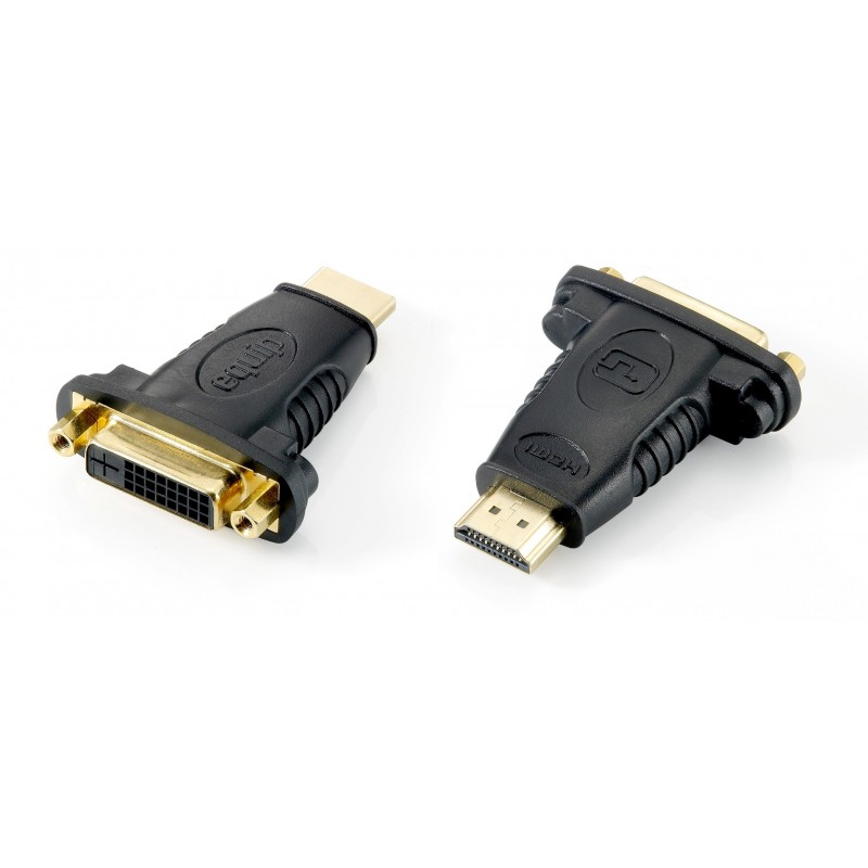 ADAPTADOR EQUIP 118909 - HDMI TIPO A MACHO A DVI 24+1 HEMBRA - CONECTORES CHAPADOS EN ORO - SOPORTA 