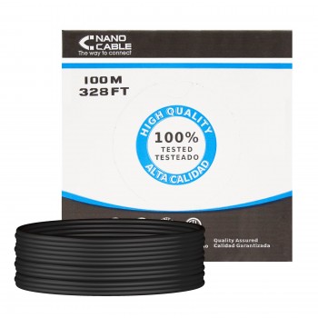 Nanocable Cable Red RJ45 Cat.5e UTP Rigido AWG24 Exterior, 100 M, 100 m, Cat5e, U UTP (UTP), Negro 10.20.0302-EXT-BK