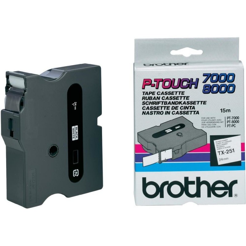 Brother TX-251 cinta para impresora de etiquetas Negro sobre blanco TX251