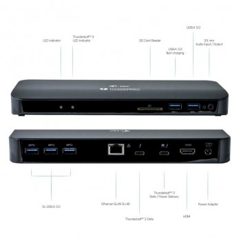 i-tec Thunderbolt 3 Dual 4K Docking Station + USB-C to DisplayPort Adapter + Power Delivery 85W, Alá TB3HDMIDOCKPLUS
