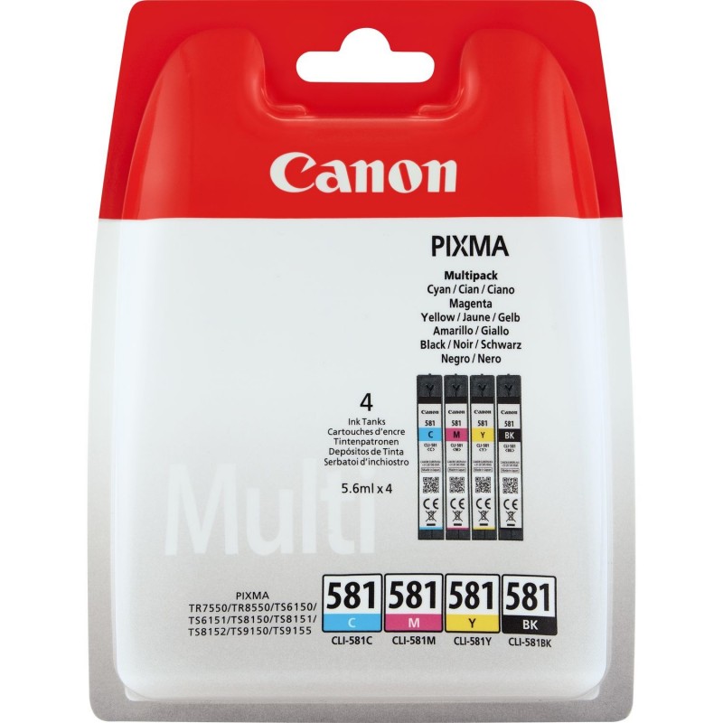 Canon CLI-581 Multipack Negro, Cian, Magenta, Amarillo 2103C004