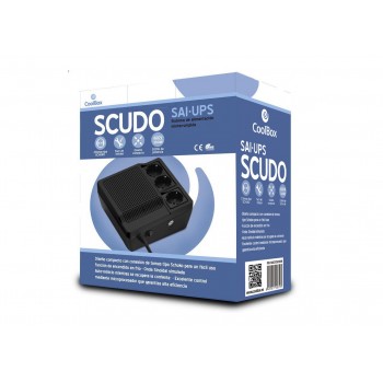 CoolBox Sai Scudo 600, 600 VA, 300 W, 180 V, 270 V, 3 salidas AC, 8 h ( Reacondcionado) SAICOOSC600B