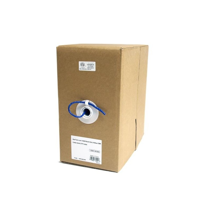 StarTech.com Rollo Bobina de 304,8m de Cable de Red Bulk a Granel UTP Cat5e Azul Sólido, 304,9 m, Ca WIRC5ECMR