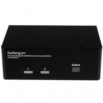 StarTech.com Switch Conmutador KVM de 2 Puertos DisplayPort - 4K 60Hz, 3840 x 2160 Pixeles, USB, USB SV231DPDDUA2