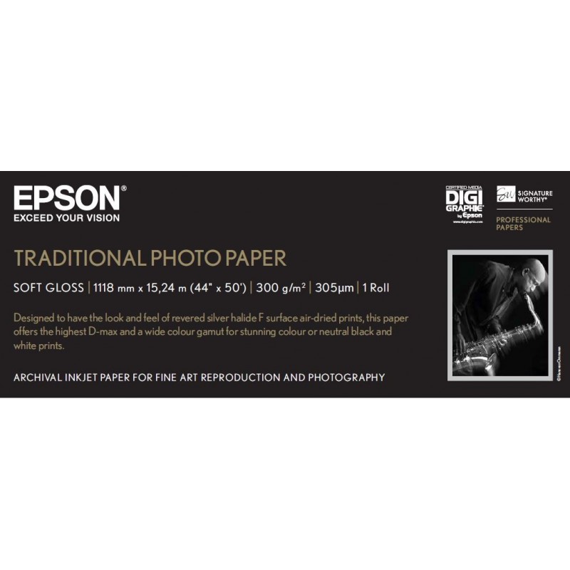 Epson Traditional Photo Paper, 44" x 15 m, 127 x 120 x 1164 mm, 6 kg C13S045056
