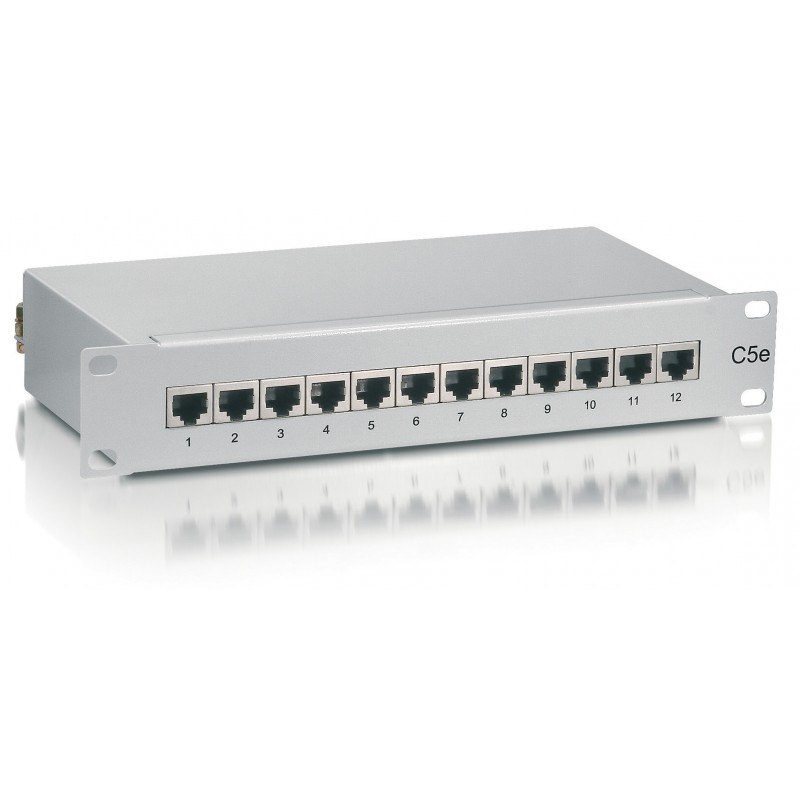 Equip 12 x RJ-45 Cat.5e, Gris, 1U, -40 - 80 ºC, RJ-45, Oro, Cat.5e 208012