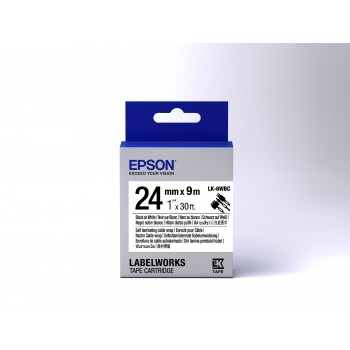 Epson Cinta para cable- LK-6WBC cinta para cable negra blanca 24 9, Negro sobre blanco, LabelWorks L C53S656901