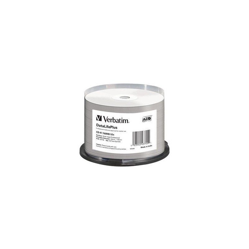 CD-R 50PK SPINDLE AZO WIDE INKJET 43745