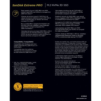 Sandisk ExtremePRO, 500 GB, M.2, 3400 MB s SDSSDXPM2-500G-G25