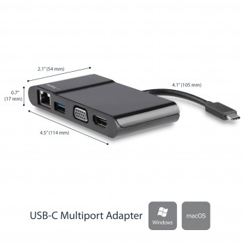 StarTech.com Adaptador Multipuertos USB-C para Ordenadores Portátiles - HDMI o VGA 4K - USB 3.0, Cab DKT30CHV