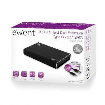 Ewent EW7070, 2.5", SATA, 9.5 mm, 3.1 (3.1 Gen 2), USB Type-C, Female connector