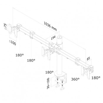 NewStar FPMA-D960D3 - Kit de montaje ( montaje con pinza de sujeción para escritorio, barra ) para 3